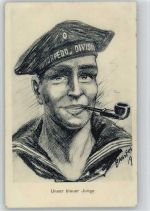 Torpedo Division sign Blossfeld Marine Feldpost WKI Marine 1916 Künstlerkarte
