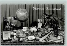Werbung - Fotoapparat, Rasierer Remington, Globus, Wecker Stillleben Foto AK