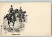 Französische Armee Chasseur a Cheval Soldaten auf dem Pferd sign. Pferd Künstlerkarte