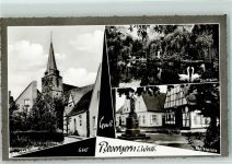48477 W4446 Bevergern , Westf Gebrauchsspuren Rückseite mit Abschürfungen und Kleberesten An der Kirche Dorfteich Schwäne Marktplatz