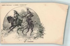 Französische Armee Cuirassiers Soldaten auf dem Pferd sign. Pferd Künstlerkarte