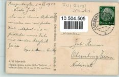 Spinn, spinn meine liebe Tochter, Spinnrad AK Schwindt, A. 1942