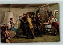 Gemälde von Bihari - Musikständchen in der Bauernstube , gute Erhaltung AK Musik Künstlerkarte
