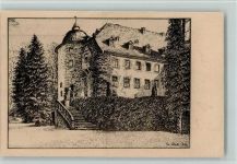 W6312 Laubach , Hess Schloß, Federzeichnung, gute Erhaltung AK Mandt Künstlerkarte