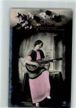 Serie 657-4 Ich bin dir gut - Frau mit Gitarre - Fotoverlag , gute Erhaltung Zupfinstrument Foto AK