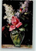 sign Mary Galay - Blumenvase AK Flieder