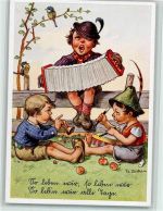 sign Fr. Bertram - Kinder musizieren - Verlag Hirmer 7422 AK Gute Erhaltung Ziehharmonika Künstlerkarte