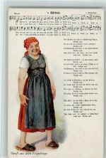 Verlag Vogel Nr. 4 , Bärbele AK Erzgebirge Liederkarte
