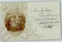 Familienfoto Jugendstil Fotomontage 1900 Privatfoto AK