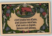 Gedicht Reim "Gott schütze dein Heim" Verlag Bischof & Kleist Nr. 25 /5 Künstlersteindruck