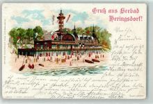 17419 O2251 Seebad Heringsdorf 1899 Lithographie Strand