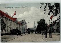 Trondheim Trondhjem 1908 - Munkegaden med Stiftsgaarden Straßenbahn