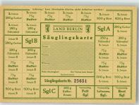 Lebensmittelkarte Säuglingskarte Land Berlin Kriegsnot 1914