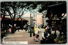 Funchal 1909 Foto AK Tracht Denkmal Marktszene