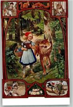 Märchen Nr. 12 Der Wolf Rotkäppchen Künstlerkarte