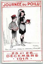Künstlerkarte Patriotik Journ ee du Poilu Verlag Lapina Rotes Kreuz 1915 Gebrauchsspuren