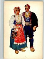 Nr. 28 von Vladimir Kirin Dalmatien (Podgora) Trachten Kroatien Künstlerkarte