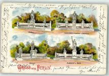 10115 W1000 Tiergarten 1902 Lithographie Denkmäler Otto I Albrecht II Otto II Albrecht-der-Bär