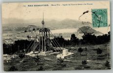 San Sebastian Donostia 1908 Foto AK Monte Ulia Seilbahn Marke bildseitig