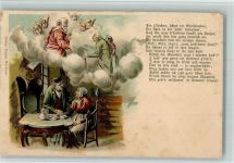 Ein Paar im Greisenalter sieht sich im Himmel, litho - Weiß du, Mutterl 1898 AK Tod