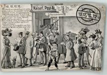Postboten verteilen Briefe vor dem Kaiserlichen Postamt Künstlerkarte Postamt 1912 Gebrauchsspuren