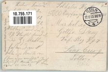 Postboten verteilen Briefe vor dem Kaiserlichen Postamt Künstlerkarte Postamt 1912 Gebrauchsspuren