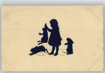 Scherenschnitt sign Konewka - Kind mit Kaninchen - 1913 AK Kunstwart AK Nr. 52 - Konewka, P.