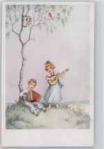 1943 AK Ständchen bringen - Gitarre und Akkordeon - Petersen, Hannes Künstlerkarte