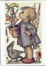 Nr. 14385 Verlag Josef Müller AK Blumentopf Hummel