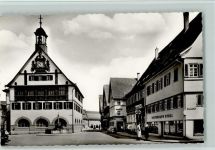 72555 W7430 Metzingen , Württ - Marktplatz mit Rathaus Brunnen