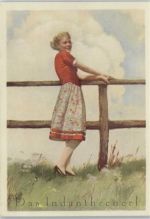 Werbung - Farben für Stoffe Mode Das Indanthrenerl Dirndl - ca 1935 AK Indanthren