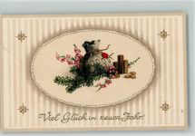 Neujahr - Geldsack und Taler , litho Geld auf AK Prägedruck