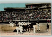 nr. 20 Corrida de Toros - Stier wird mit Pferden rausgebracht ca 1930 AK Stierkampf