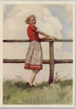 Werbung - Farben für Stoffe Mode Das Indanthrenerl Dirndl - ca 1935 AK Indanthren