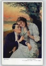 Verlag NPG Nr. 623 - Liebe Poesie - Haarzopf - Sonnenuntergang Fisher, B. Künstlerkarte