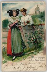 Bad Oeynhausen Litho 1903 AK Frau mit Harke Rechen - Trachten Schaumburg-Lippe