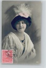 Hut mit Federn Foto AK Glamour Frau Hutmode 1913