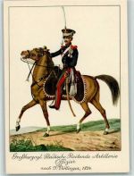 Deutsche Wehr am Oberrhein - Badische Reitende Artillerie Offizier Uniform Künstlerkarte