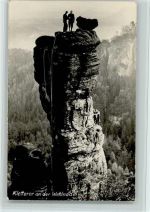 Lilienstein Kletterer an der Wehlnadel Bergsteiger