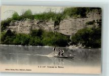 Genève Genf Falaises du Rhône Fischer Ruderboot Ruderboot