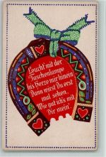 als Hufeisen mit Spruch - Serie 8 Nr. 2 - AK Eckknick Lebkuchen