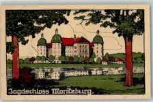 01468 O8105 Moritzburg Künstlersteindruck Jagdschloss sign