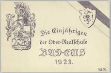 Die Einjährigen der Ober Realschule 1928 Ems Studentenwappen
