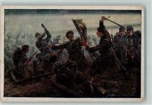 Nr. 433 Kriegsfürsorgeamt WK I AK Gefecht um die Fahne Kriegsfürsorgeamt Künstlerkarte