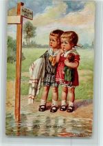 Nr. 1355 Kein Familienbad am Wegweiser AK Fialkowska, W. 1926