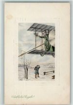 Neujahr - Frau im Flugzeug , Verlag P.T.L. Art Vienne Nr. 2119 AK Glückwunsch Flugzeug 1910 Prägedruck