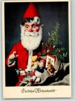 mit Spielzeug und Puppe AK Weihnachtsmann 1954