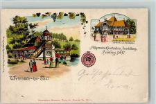 W2000 Hamburg Gruss aus - Litho, 1897 - Karte Nr. 14 AK Gartenbauausstellung 1900 Gebrauchsspuren