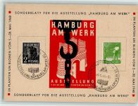 W2000 Hamburg Sonderblatt für die ausstellung "Hamburg am Werk" mit Sonderstempel Sonderstempel