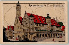 W8803 Rothenburg ob der Tauber Rathaus sign Künstlersteindruck